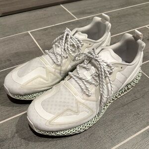 Adidas ZX 2K 4D Triple White and Mint Mesh Bottom, Men's Sneakers